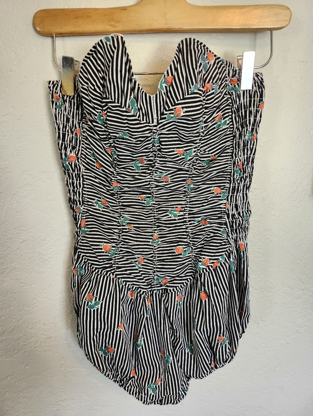 Vintage Jantzen Bathingsuit Striped With Roses Circa 1950's Onepiece Swim Wear